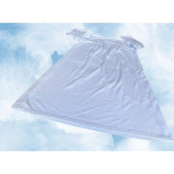 Miss Elaine Maxi Nightgown Small Blue Fleece Embroidered Flowers Lace Buttons - Picture 8 of 12